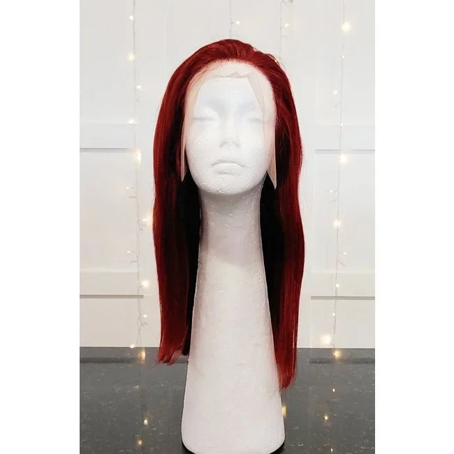 14″ 13×4 Copper Red Human Hair Wig & Supply