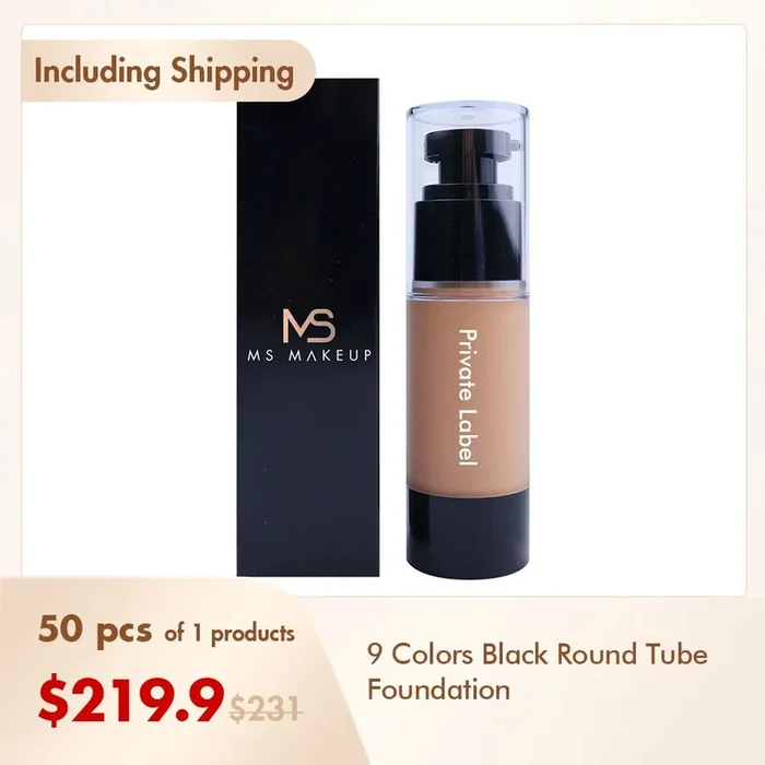 15 Colors Black Round Tube Foundation(50pcs free shipping)