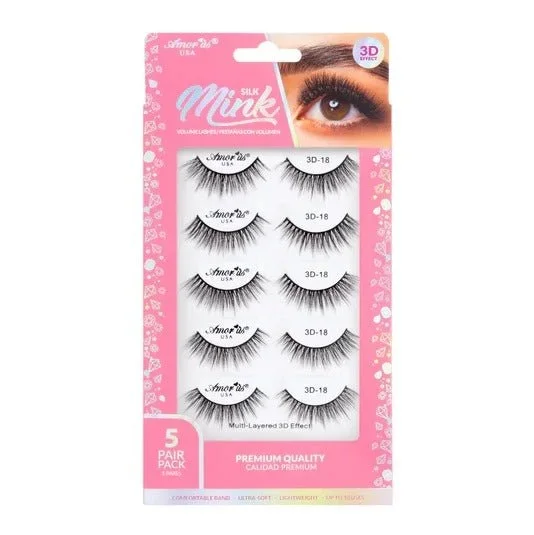 #18 – 5 Pair Pack Premium 3D Silk Mink False Lashes