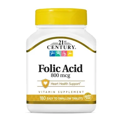 21St Century Folic Acid 800 Mcg Tablets, 180 Count