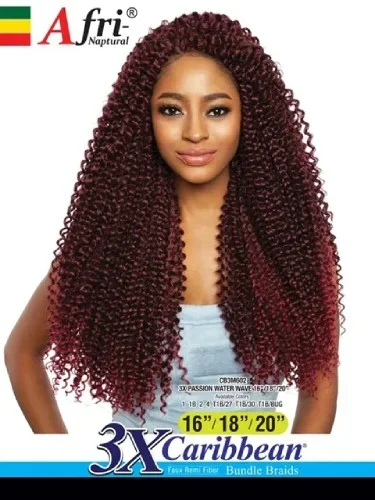 3X Passion Water Wave 16″ 18″ 20″ Afri Naptural Caribbean Crochet Braid Mane Concept