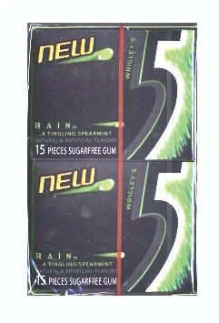 5 Gum Spearmint Rain Sugar Free 15 Piece Gum 10 Pack Box Thrifty White Health Essentials