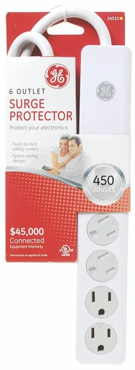 6 Outlet Surge Protector White Thrifty White Health Essentials