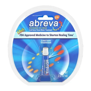 Abreva Docosanol 10 Percent Cream Cold Sore Treatment, Fever Blister And Cold Sore Cream 0.07 Oz