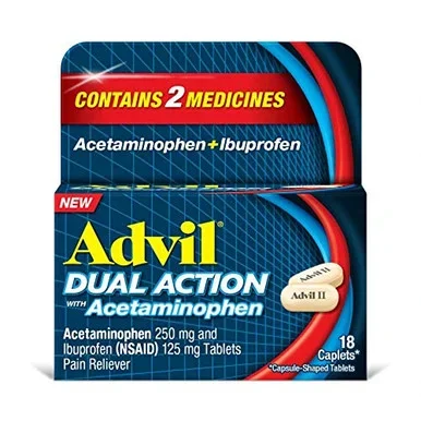 Advil Dual Action With Acetaminophen Pain & Headache Reliever Ibuprofen 18 Ct