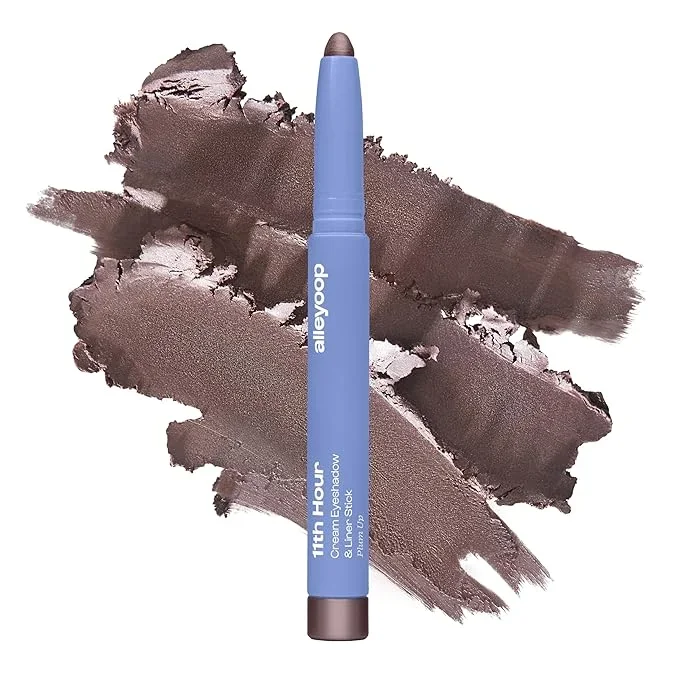 ALLEYOOP 11th Hour Waterproof Cream Eyeshadow Stick – Long-Lasting Eye Shadow Pencil & Eyeliner, Cream to Powder Stick & Highlighter – Smudge-Proof Eyeshadow Shimmer, Plum Up Shimmer
