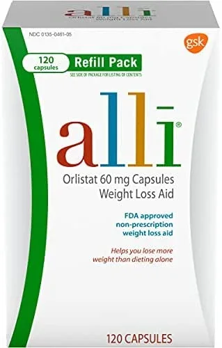 Alli Weight Loss Aid Refill Orlistat 60Mg Capsules 120 Ct