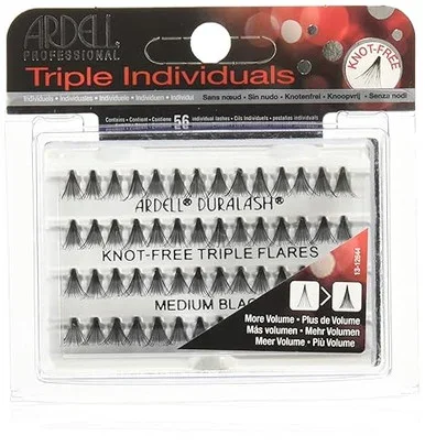 Ardell Triple Individuals KnotFree Eye Lashes Medium Black 1 Ct