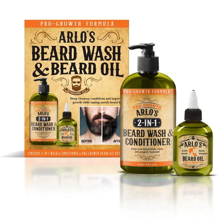 Arlo’s 2in1 Pro-Growth Beard Wash 12oz with Beard Oil 2-PC Set