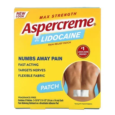 Aspercreme Max Strength Lidocaine Pain Relief Patch 5 Count