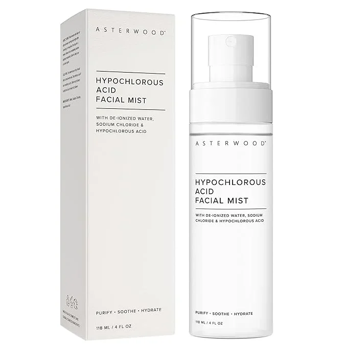 Asterwood Hypochlorous Acid Spray for Face – Targets Acne, Redness, Irritation – Multi-Purpose Skin Repair – Antibacterial, Antimicrobial – After Gym/Post-Workout Facial Mist – 4 Fl Oz