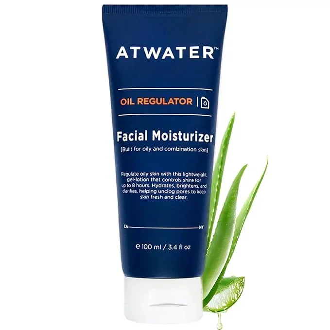 ATWATER Oil Regulator Men’s Face Moisturizer, Oil Control Complex with Salicylic Acid and Niacinamide, Lightweight Unscented Formula for Oily Skin – 3.4 oz