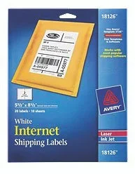 Avery Internet Shipping Labels 20ct White, 5.5 x 8.5 Thrifty White Health Essentials