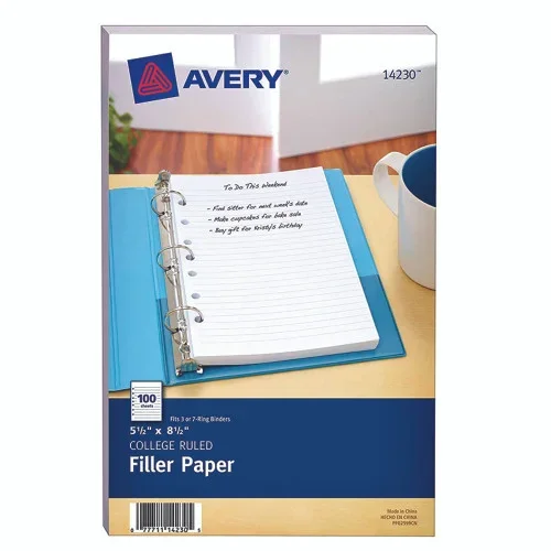 Avery Mini Binder Filler Paper, College Rule 100 Sheets Thrifty White Health Essentials