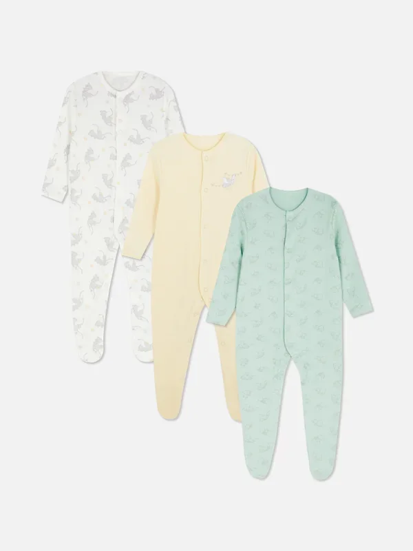 Baby Boys;Girls;Unisex Green 024mths 3pk Disney’s Dumbo Popper Sleepsuits Penneys