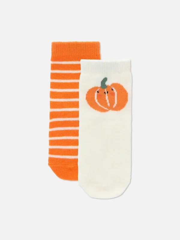 Baby Boys;Girls;Unisex Orange 2pk Pumpkin Socks Penneys
