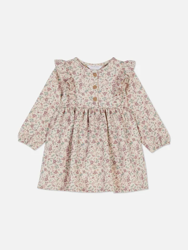 Baby Girls Oatmeal Ruffle Long Sleeve Dress Penneys