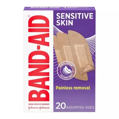 BandAid Brand Adhesive Bandages For Sensitive Skin, 20 Ct