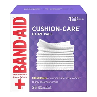 BandAid Brand Cushion Care Gauze Pads, Small, 2 In X 2 In 25 Ct