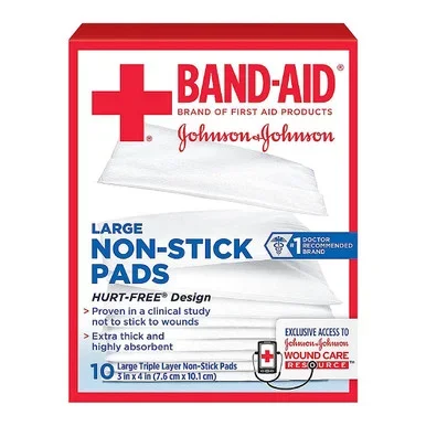 BandAid First Aid 3X4 In Nonstick Pads 10 Ct
