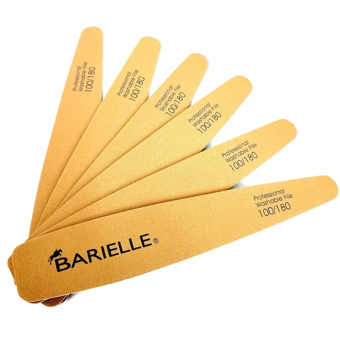 Barielle Washable and Reusable Nail Files 100.180 Grit – Brown/Green (12 PACK) – Professional Nail Files, Double Sided Emery Board for Long Lasting Manicure/Pedicure Finish