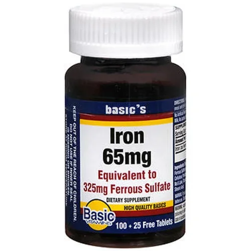 Basic Vitamins Iron 65 mg Ferrous Sulfate Tablets