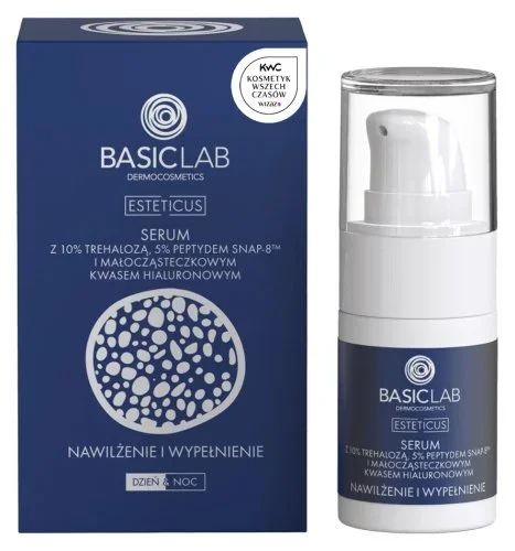 BASICLAB – ESTETICUS – Serum with 10% Trehalose, 5% Snap-8 peptides and Low Molecular Weight Hyaluronic Acid – Day / Night – 15 ml