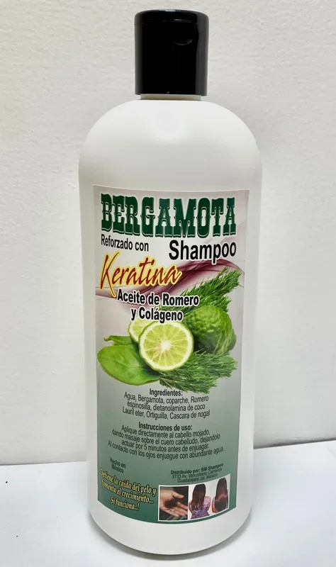 Bergamota Shampoo Keratina Aceite de Romero Y Colageno