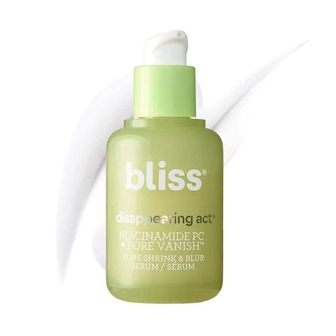 Bliss Niacinamide + Pore Vanish Complex Disappearing Act Serum – With Vitamin B3 + Green Tea – Reduces Pores & Dark Spots – Achieve Glass Skin – Clean, Cruelty-Free – 1 Fl Oz