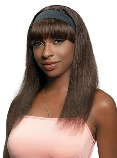 Bohemian 100% Human Hair HH Crescent Bangs Wet N Wavy Wig By Janet Collection