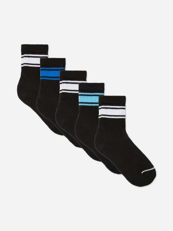 Boys Black 5pk Stripe Sport Socks Penneys
