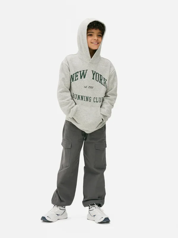 Boys Grey Marl 715yrs Graphic Hoodie Penneys