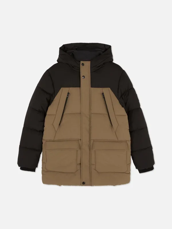 Boys Tan 715yrs ZipUp Puffer Jacket Penneys