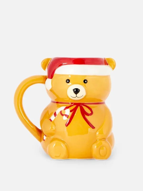 Brown Christmas Teddybear Shaped Mug Penneys