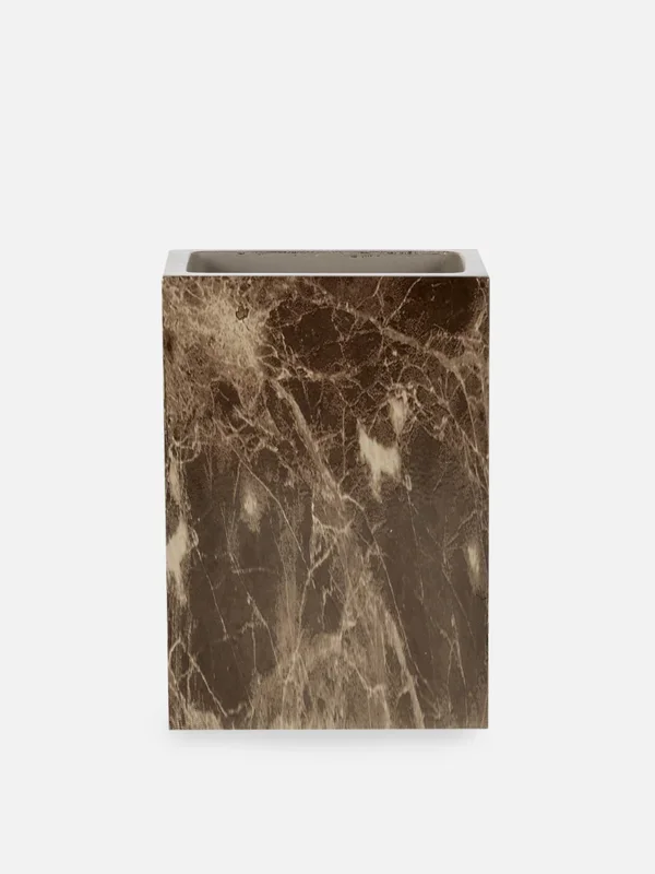 Brown Square Marble Effect Bathroom Tumbler Penneys