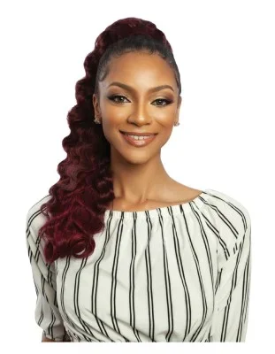 BSWNT07 Crimp Wave Wrap N Tie 22″ Human Hair Blend Ponytail Brown Sugar Mane Concept