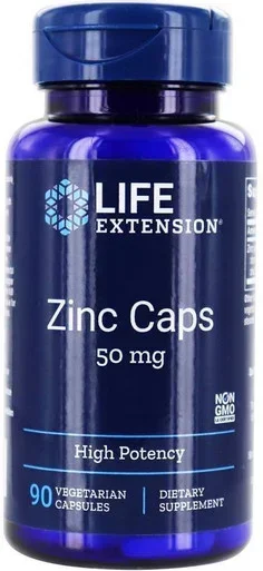 Buy Life Extension Zinc Caps 50 mg. 90 Vegetarian Capsules at PureHeathNutrition.com