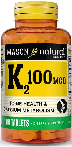 Buy Mason Natural Vitamin K2 100 Mcg with Calcium Supports Cardiovascular 100 Tablets at DailyFormulas.com