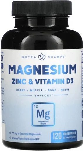 Buy NutraChamps Magnesium Zinc & Vitamin D3 120 Veggie Capsules at DailyFormulas.com