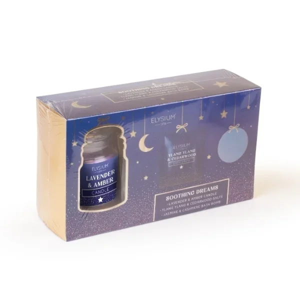 Candle, Salts & Bath Bomb Set Soothing Dreams Household