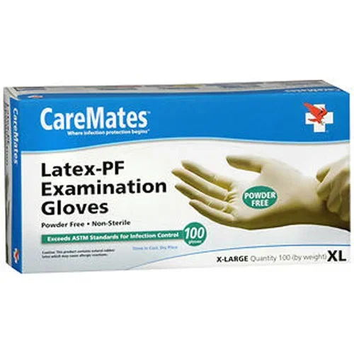 CareMates LatexPF Examination Gloves XLarge Thrifty White Health Essentials