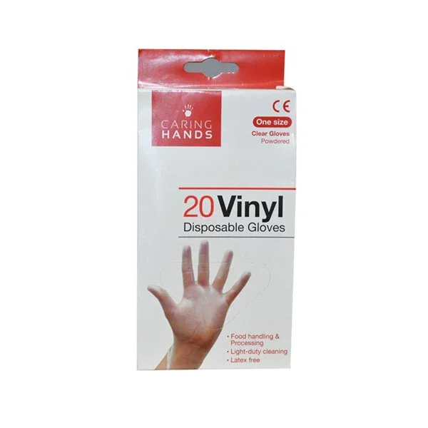 Caring Hands Vinyl Gloves Medium 20S. Household