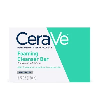 Cerave Foaming SoapFree Body And Face Cleanser Bar For Oily Skin ,4.5 Oz