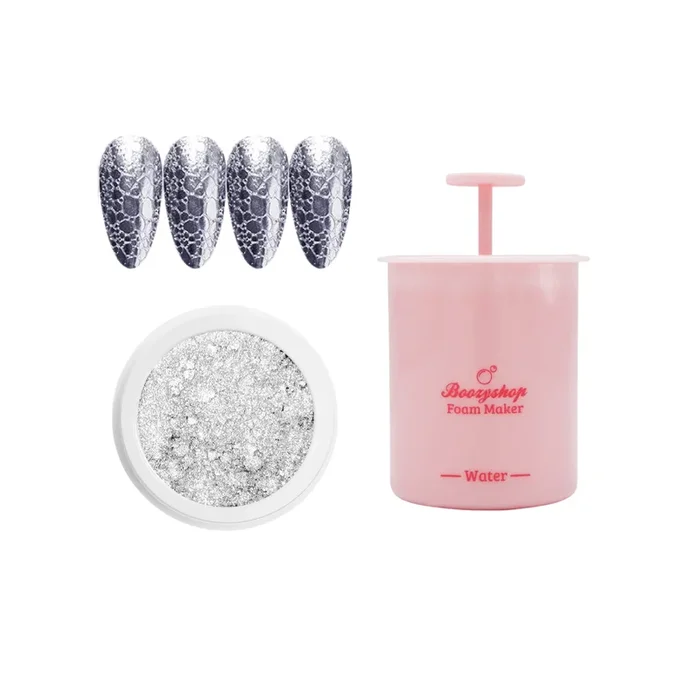 Chrome Bubble Nail Set Silver