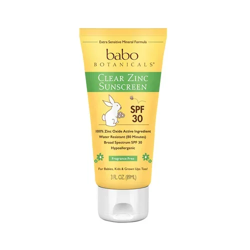 Clear Zinc SPF 30 Sunscreen Lotion Fragrance Free Babo Botanicals