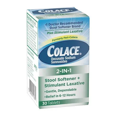 Colace 2In1 Stool Softener & Stimulant Laxative 30 Ct