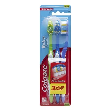 Colgate Extra Clean Full Head Toothbrush, Medium 3 Count