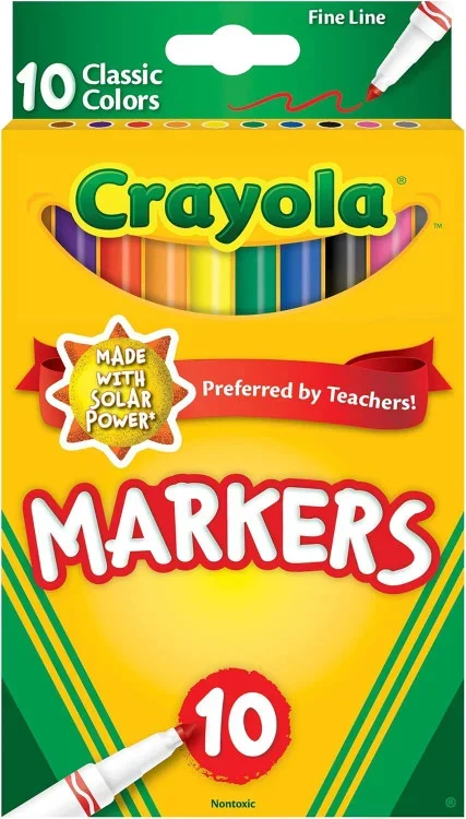 Coloring & Drawing MarkerClassic Colors 10Ct, Thin Line Thrifty White Health Essentials