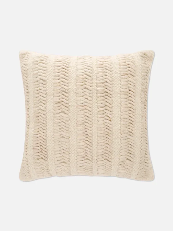 Cream Plaited Square Cushion Penneys
