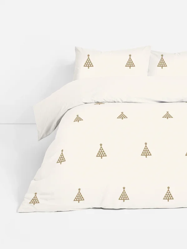 Cream Tufted Christmas Tree Super King Duvet Cover Set Penneys